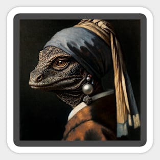 Wildlife Conservation - Pearl Earring Komodo Dragon Meme Sticker